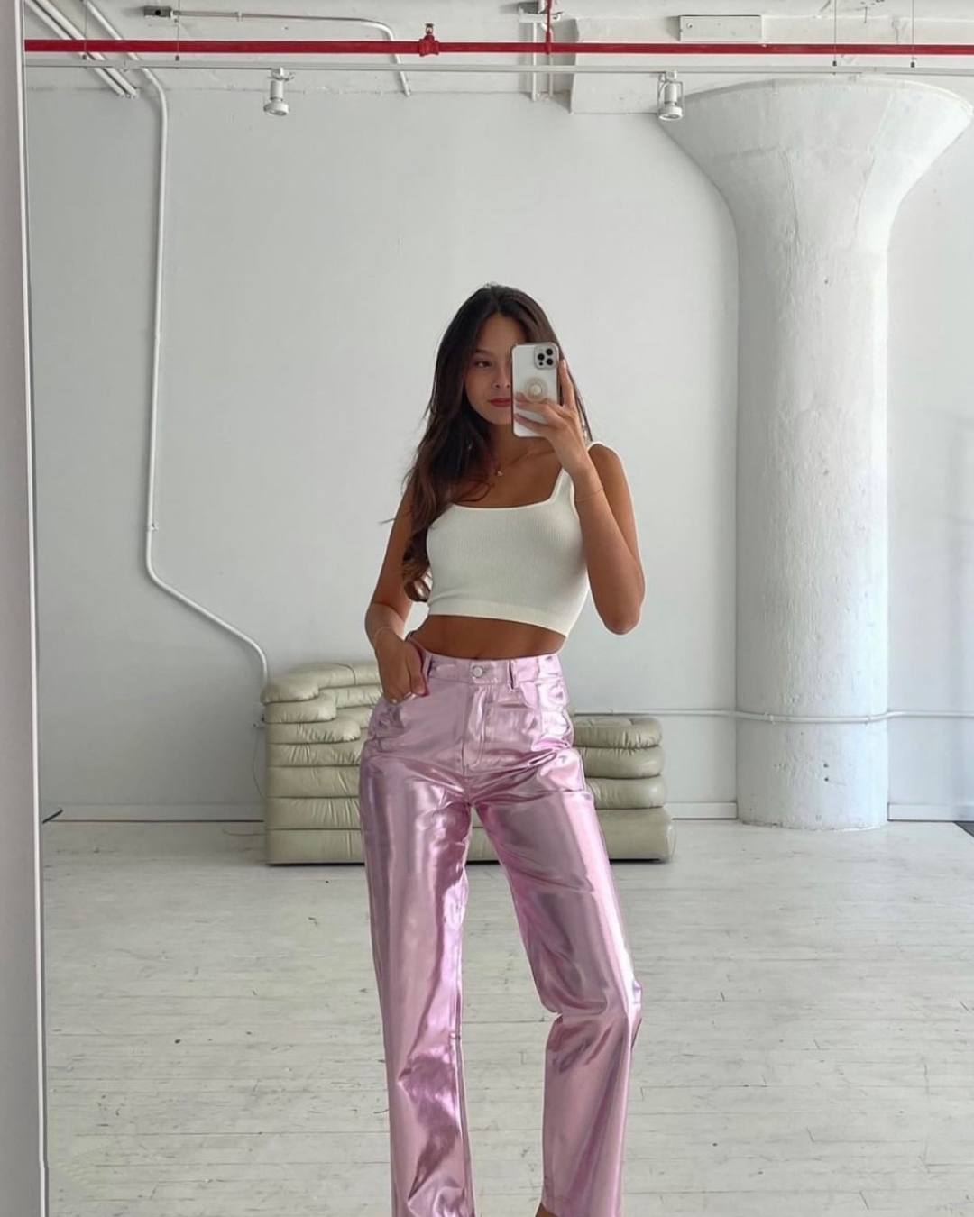Estrella Metallic Pink Straight Leg Pants – The Rose Hanger