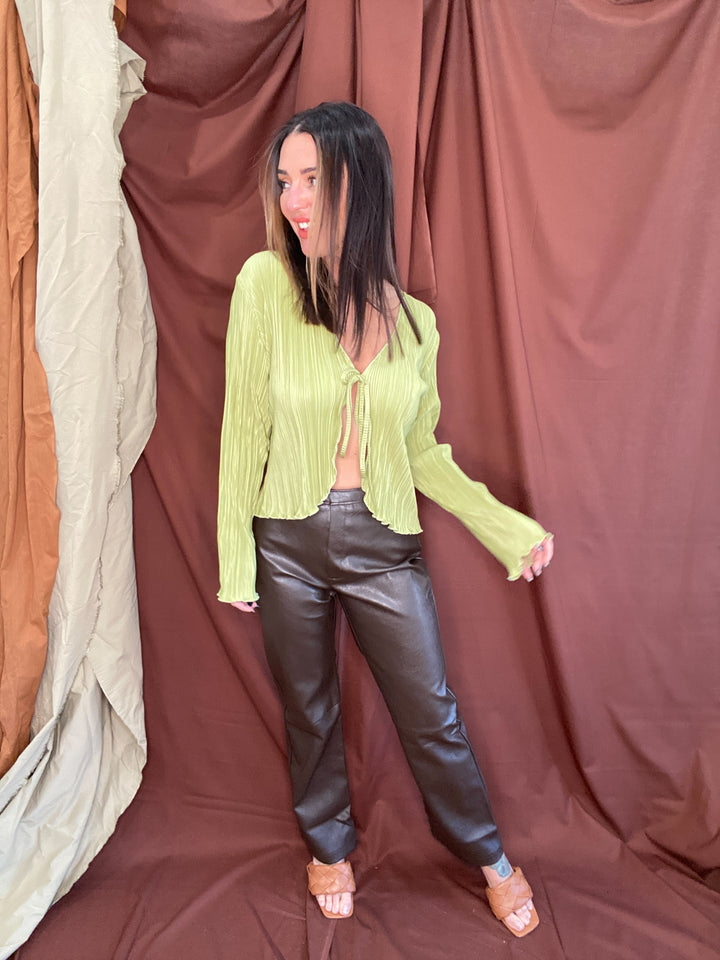 Kate High Rise Faux Leather Pants in Brown FINAL SALE