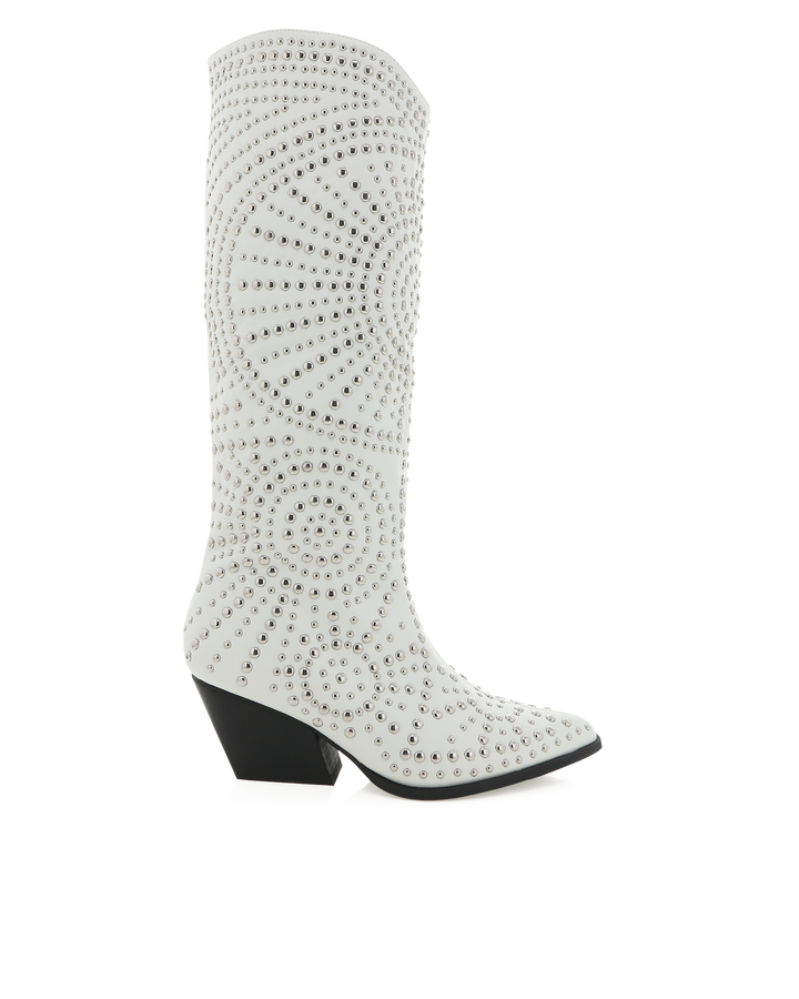White Studded Cowboy Boots