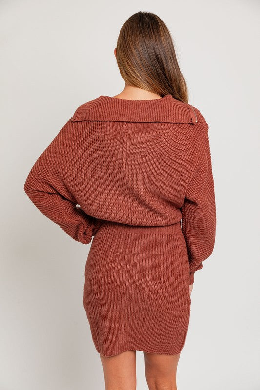Uptown Girl Zipper Sweater Dress