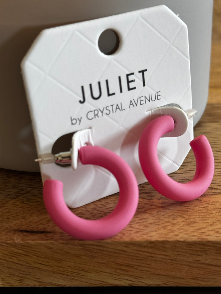 Rubber Hoop Earrings in Pink