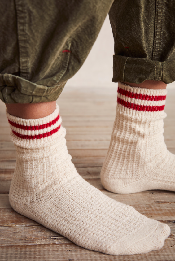 Jackson Cozy Red Stripe Socks by Free People