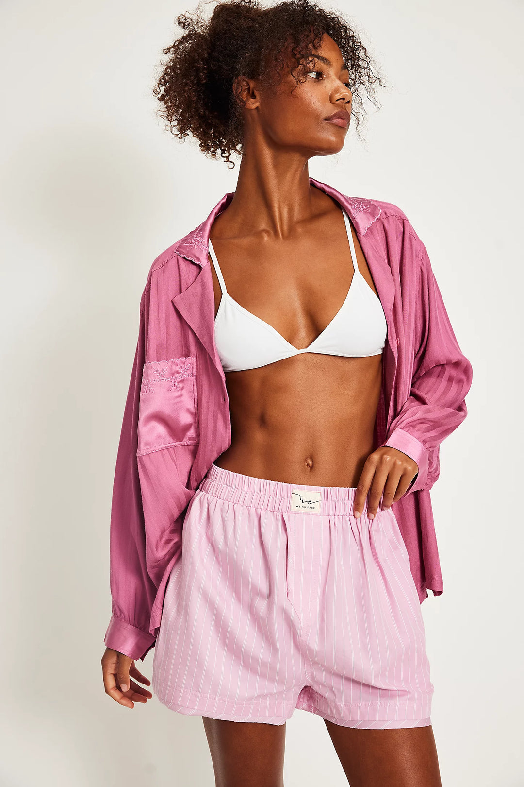 Day to Day YD Boxer by Free People in Pink Combo