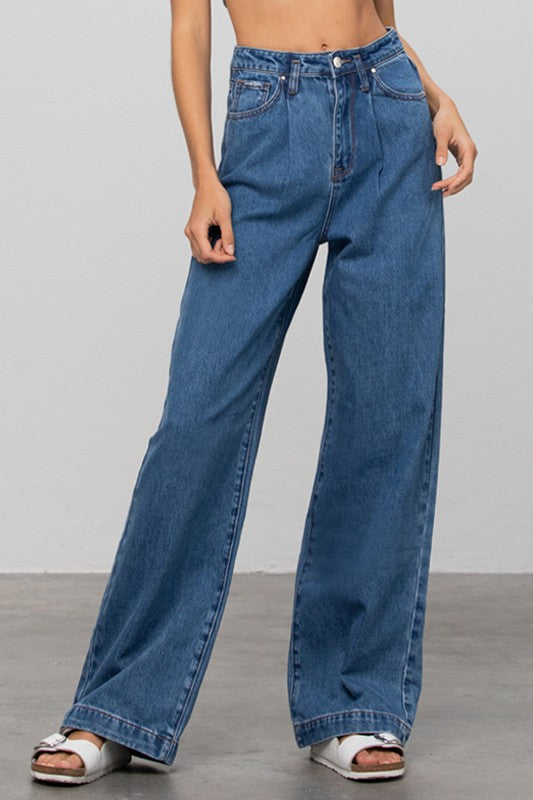 Brooklyn Boyfriend Pleated Jeans- FINAL SALE