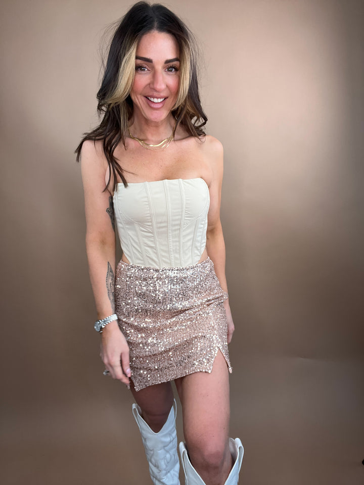 Time Of My Life Sequin Skirt in Rose Gold