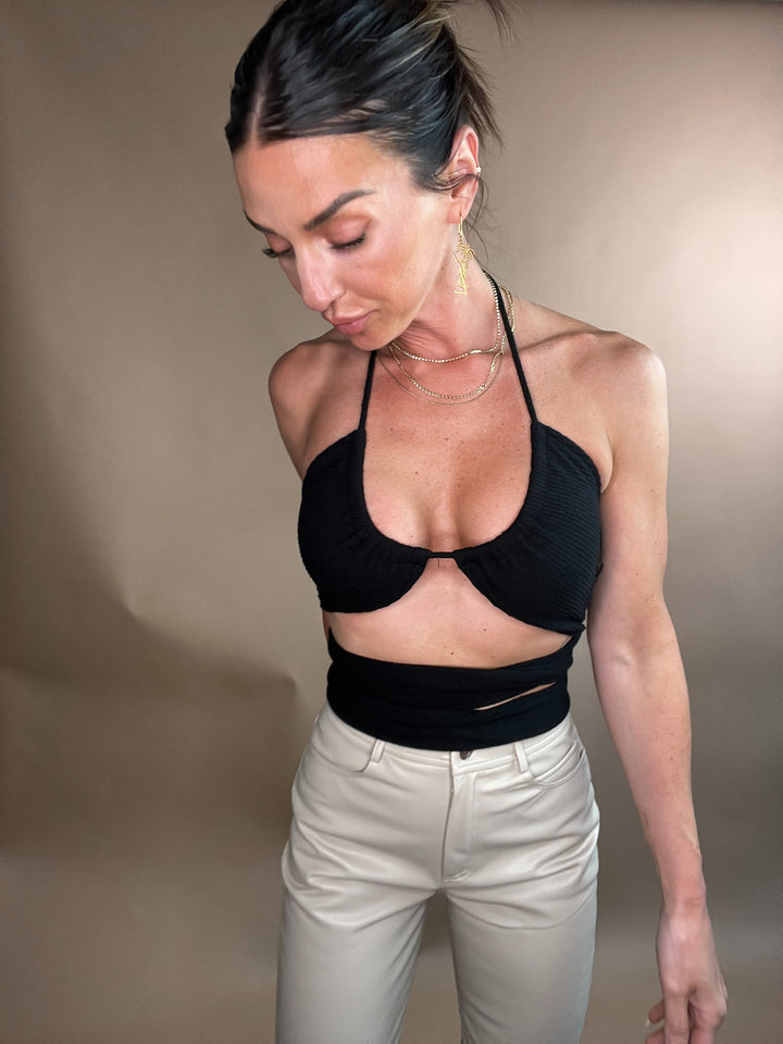 First Sight Halter Wrap Top in Black FINAL SALE