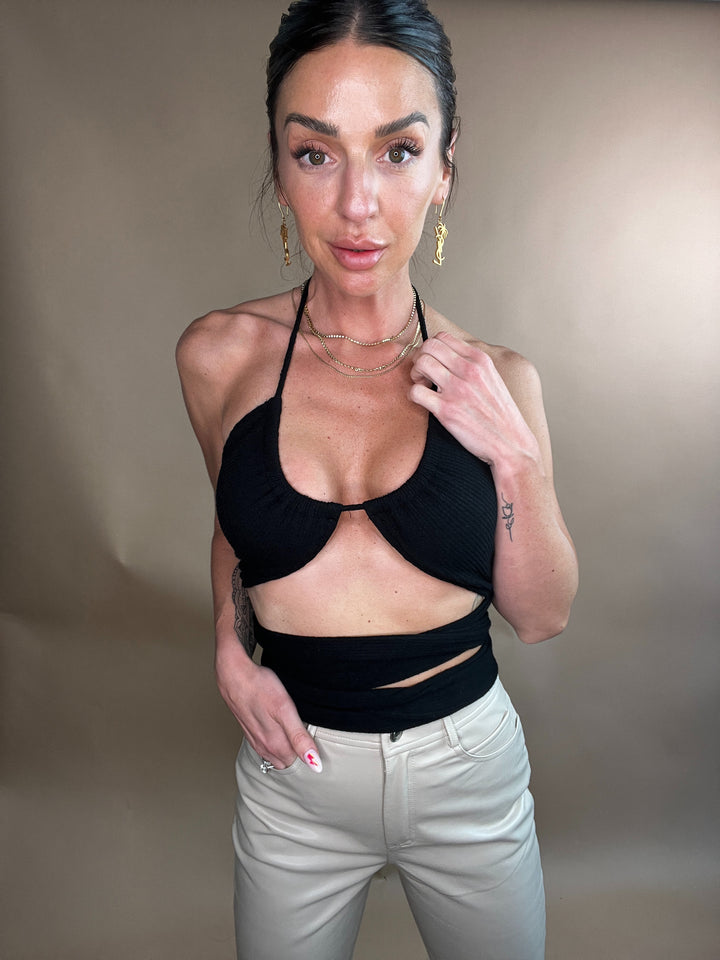 First Sight Halter Wrap Top in Black FINAL SALE