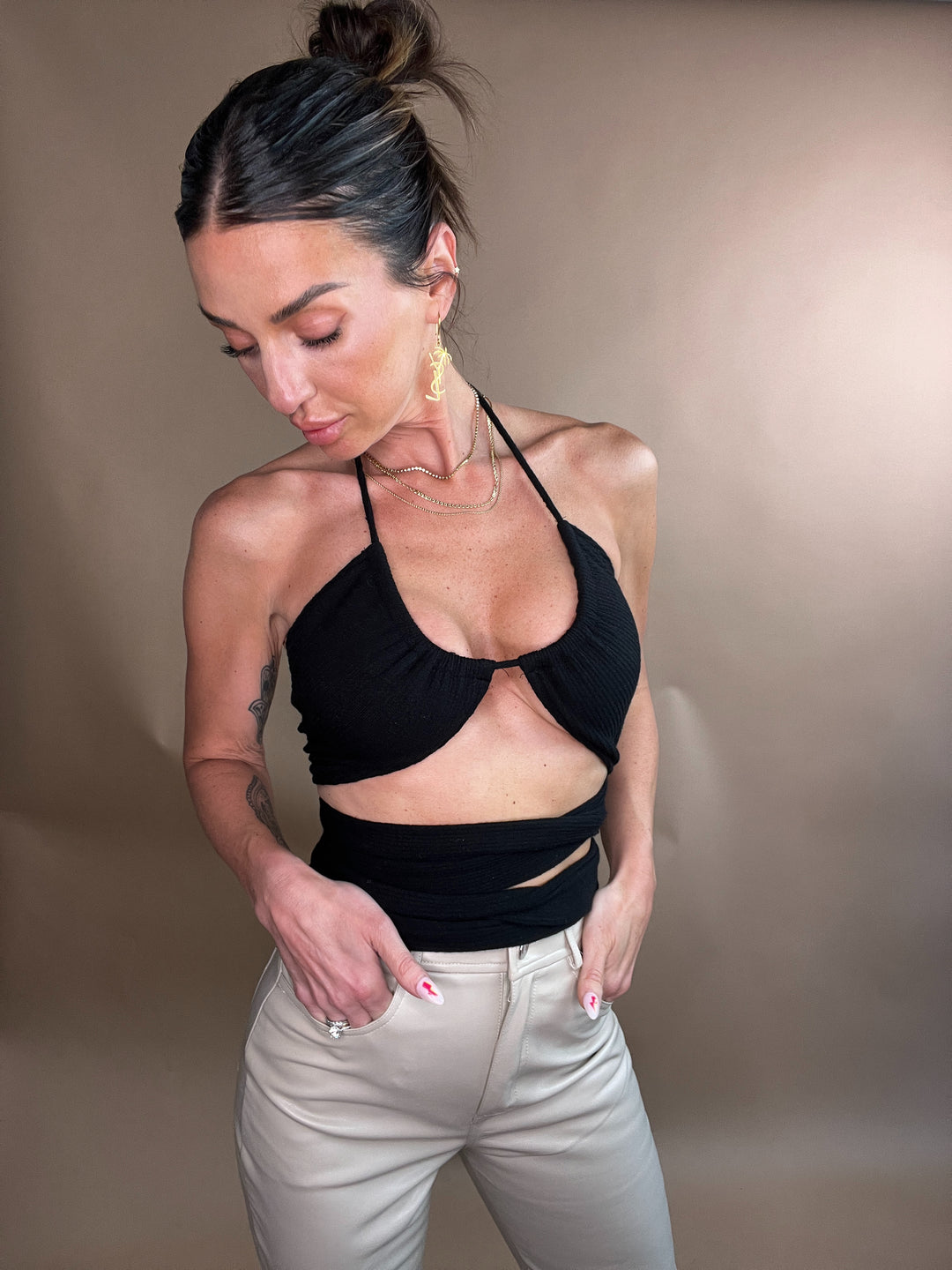First Sight Halter Wrap Top in Black FINAL SALE
