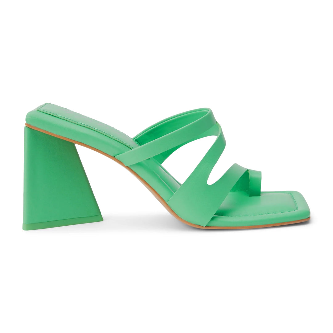 triangular heel green sandal