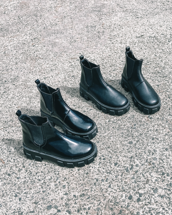 Xanthos Black Patent Boots